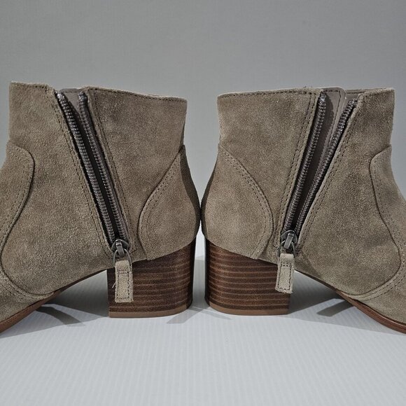 Johnston & Murphy Trista Ankle Bootie Womens 7 Taupe Suede Double Zip Low Heel - Picture 4 of 16